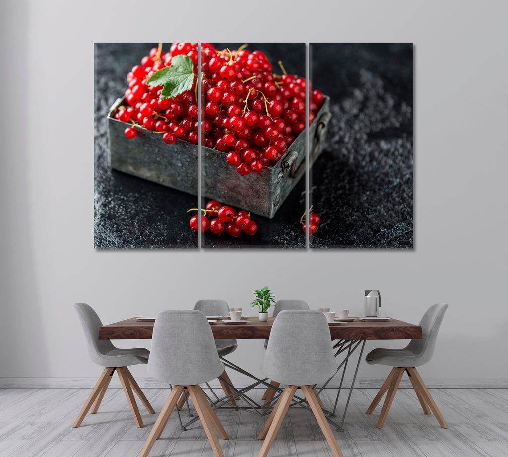 Red Currants Canvas Print ArtLexy 3 Panels 36"x24" inches 