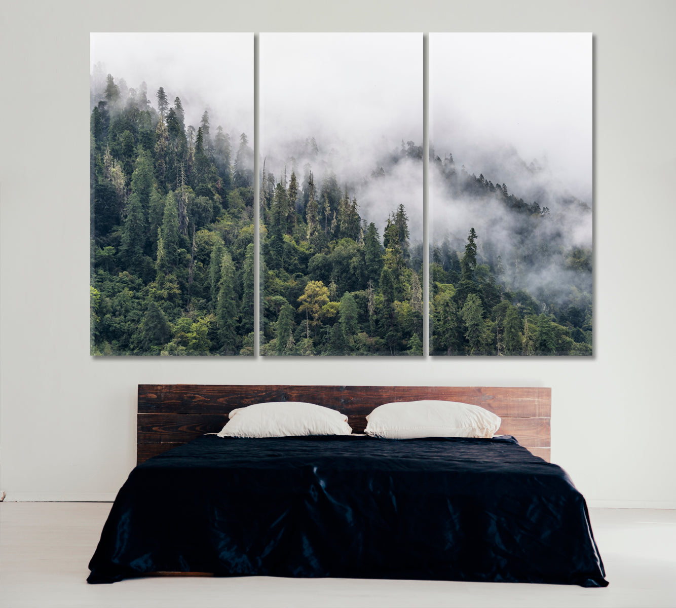 Pine Forest in Fog Tibet Canvas Print ArtLexy 3 Panels 36"x24" inches 