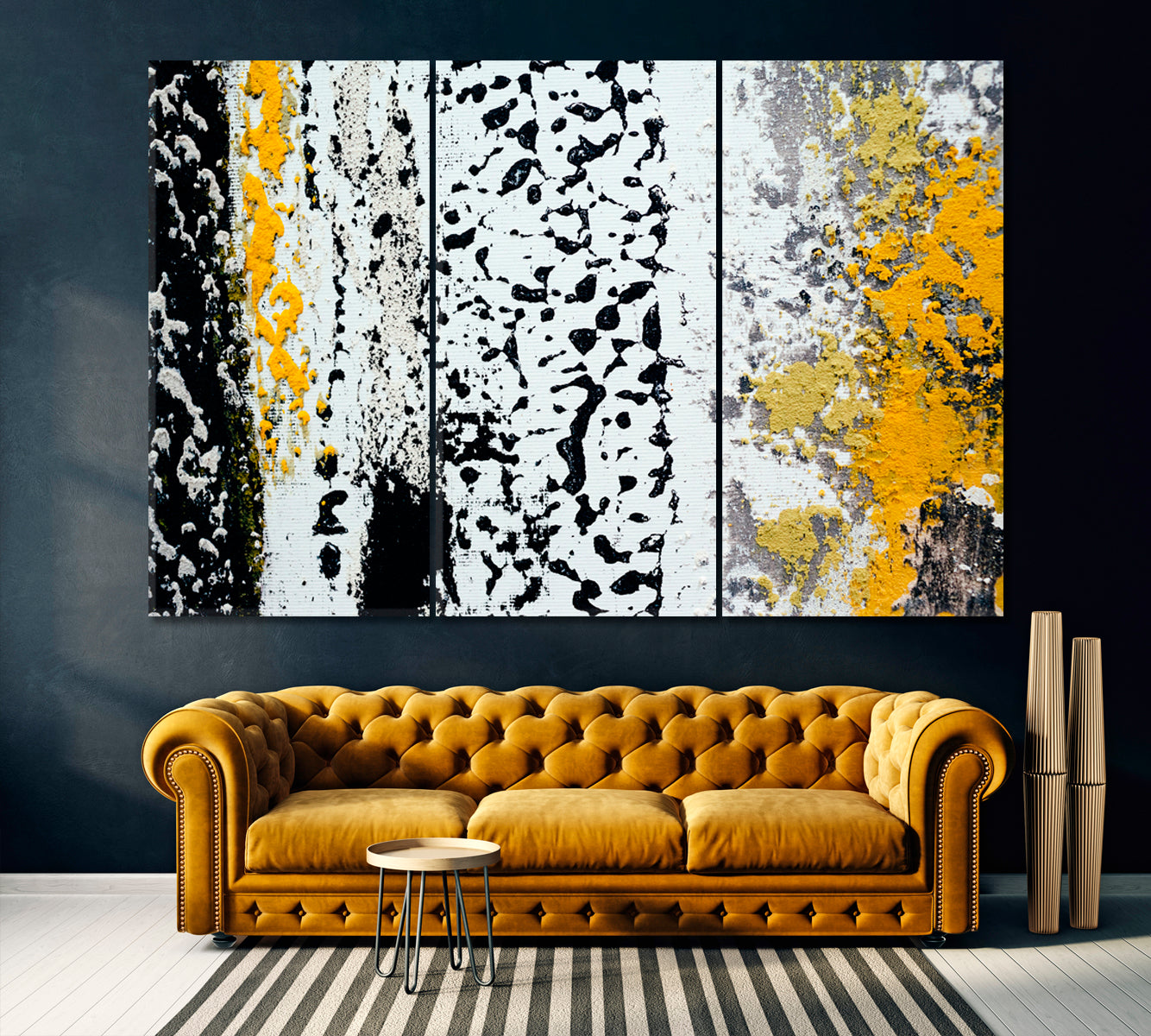 Abstract Black Splashes Canvas Print ArtLexy 3 Panels 36"x24" inches 