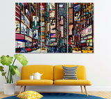 Times Square New York Canvas Print ArtLexy 3 Panels 36"x24" inches 