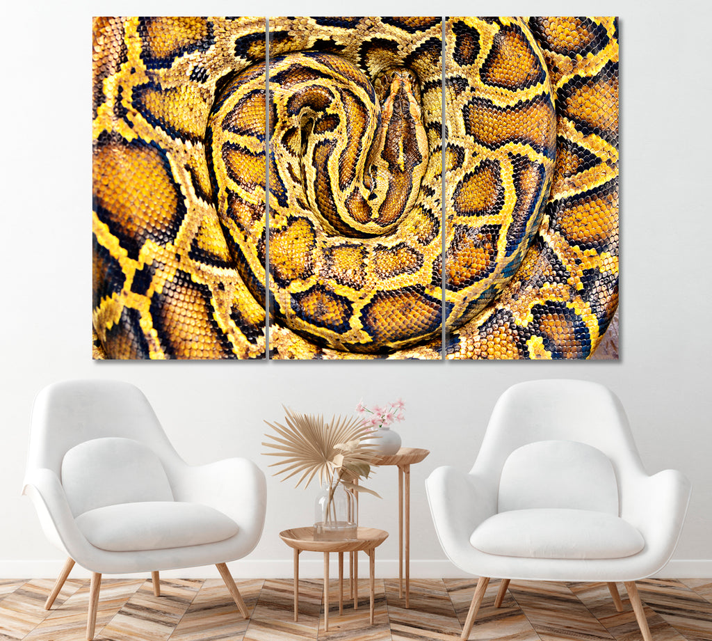 Yellow Python Snake Canvas Print ArtLexy 5 Panels 36"x24" inches 