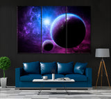 Purple Planet Canvas Print ArtLexy 3 Panels 36"x24" inches 