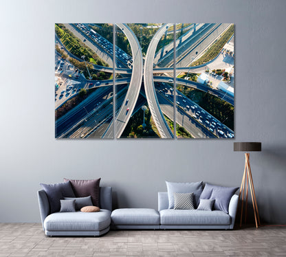 Multi Level Highway Canvas Print ArtLexy 3 Panels 36"x24" inches 