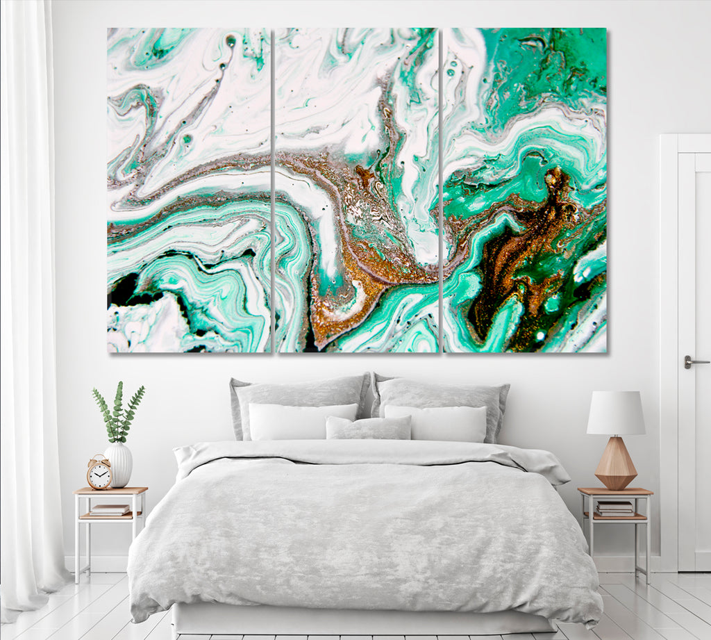 Abstract Marble Painting Canvas Print ArtLexy 3 Panels 36"x24" inches 