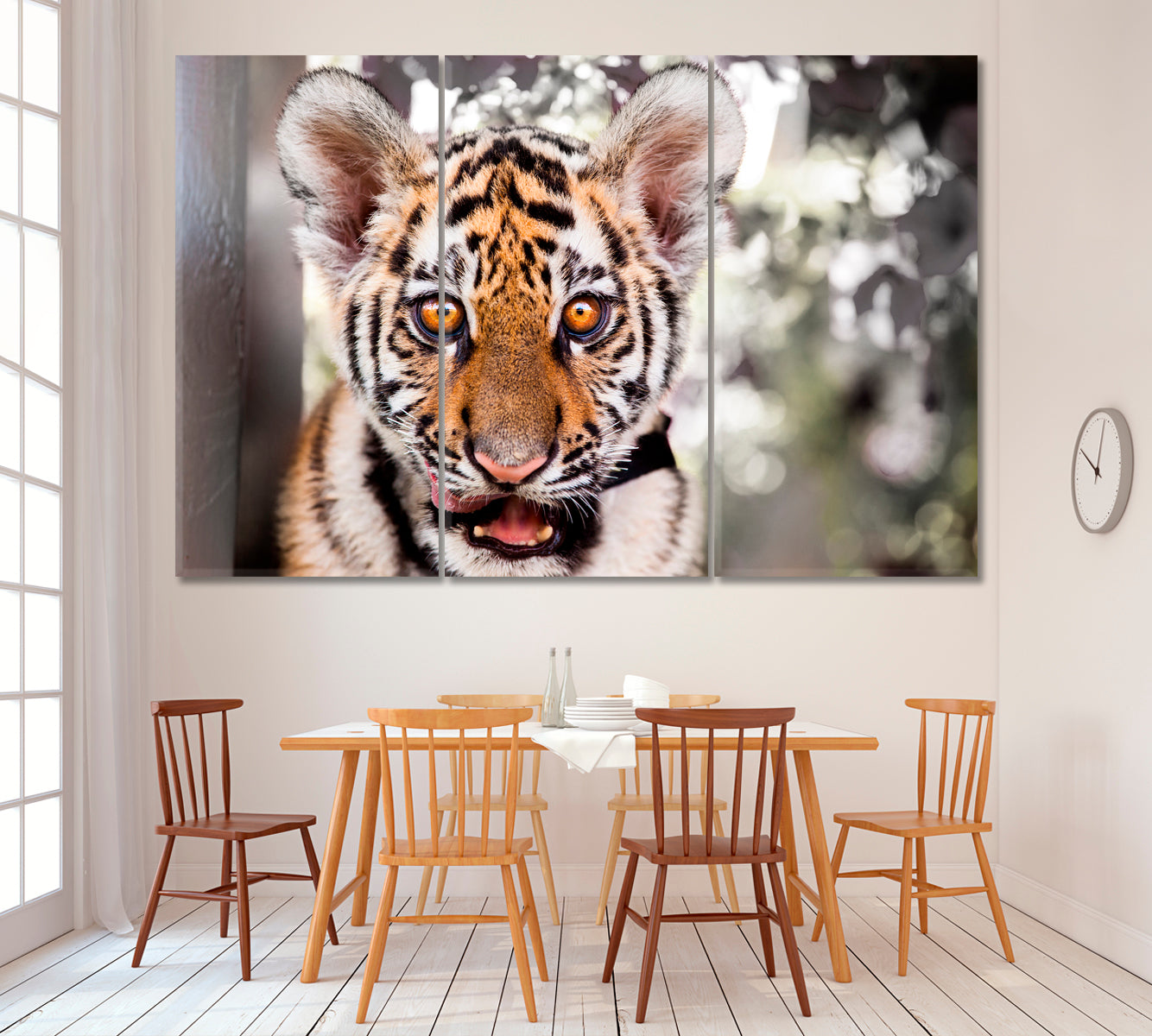 Tiger Cub Canvas Print ArtLexy 3 Panels 36"x24" inches 