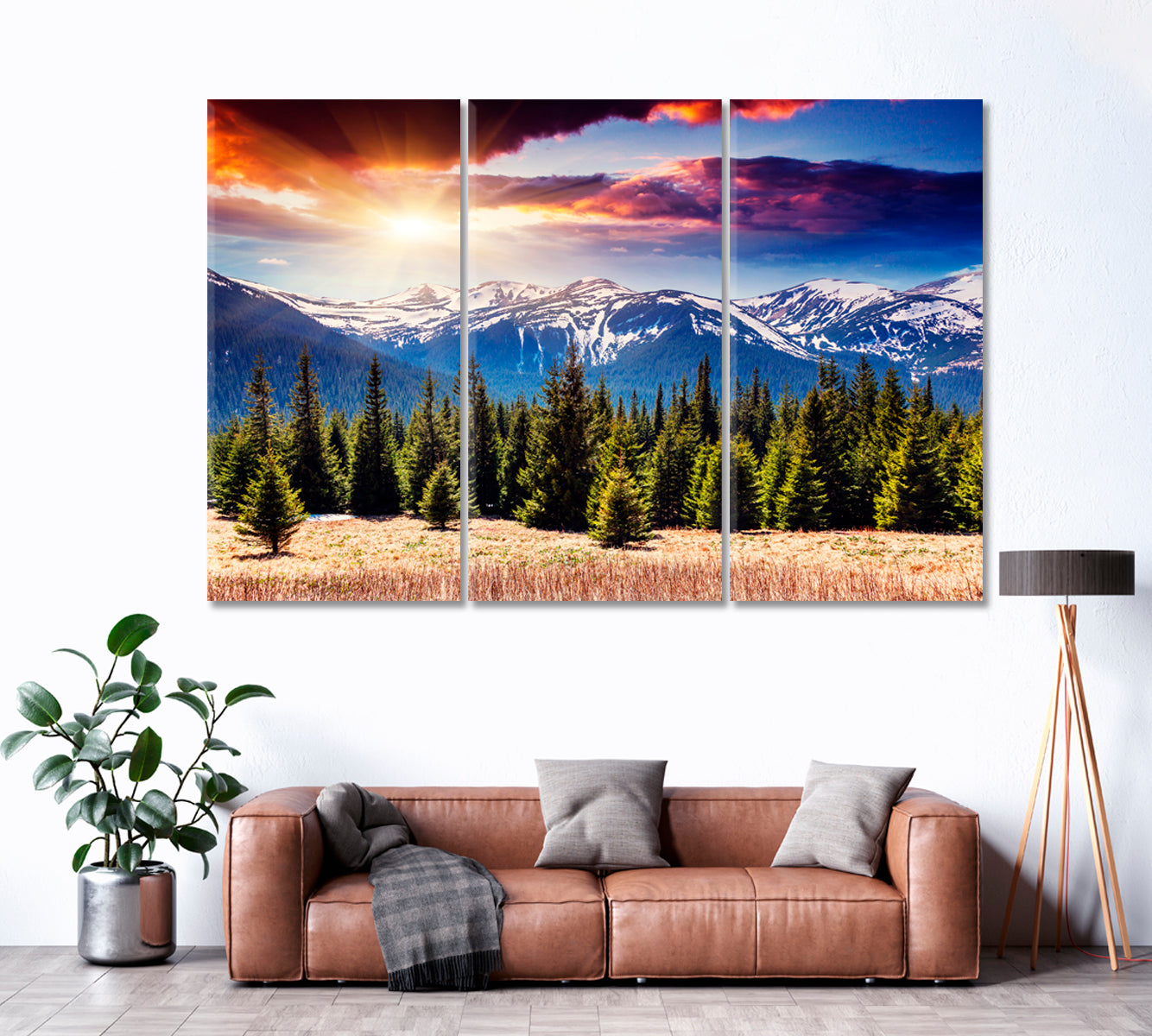 Forest Hills in Carpathian Mountains Canvas Print ArtLexy 3 Panels 36"x24" inches 