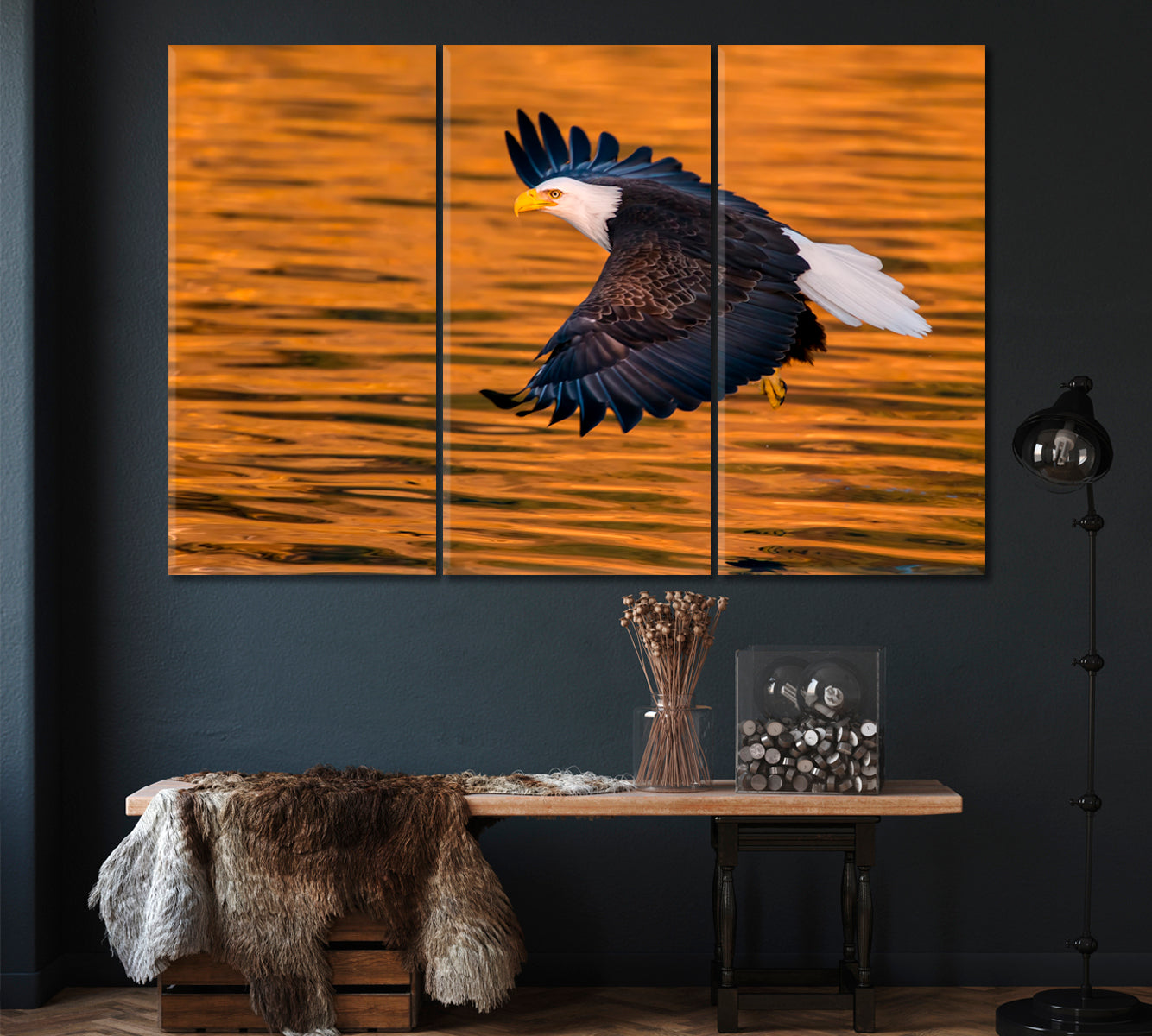 American Bald Eagle Canvas Print ArtLexy 3 Panels 36"x24" inches 