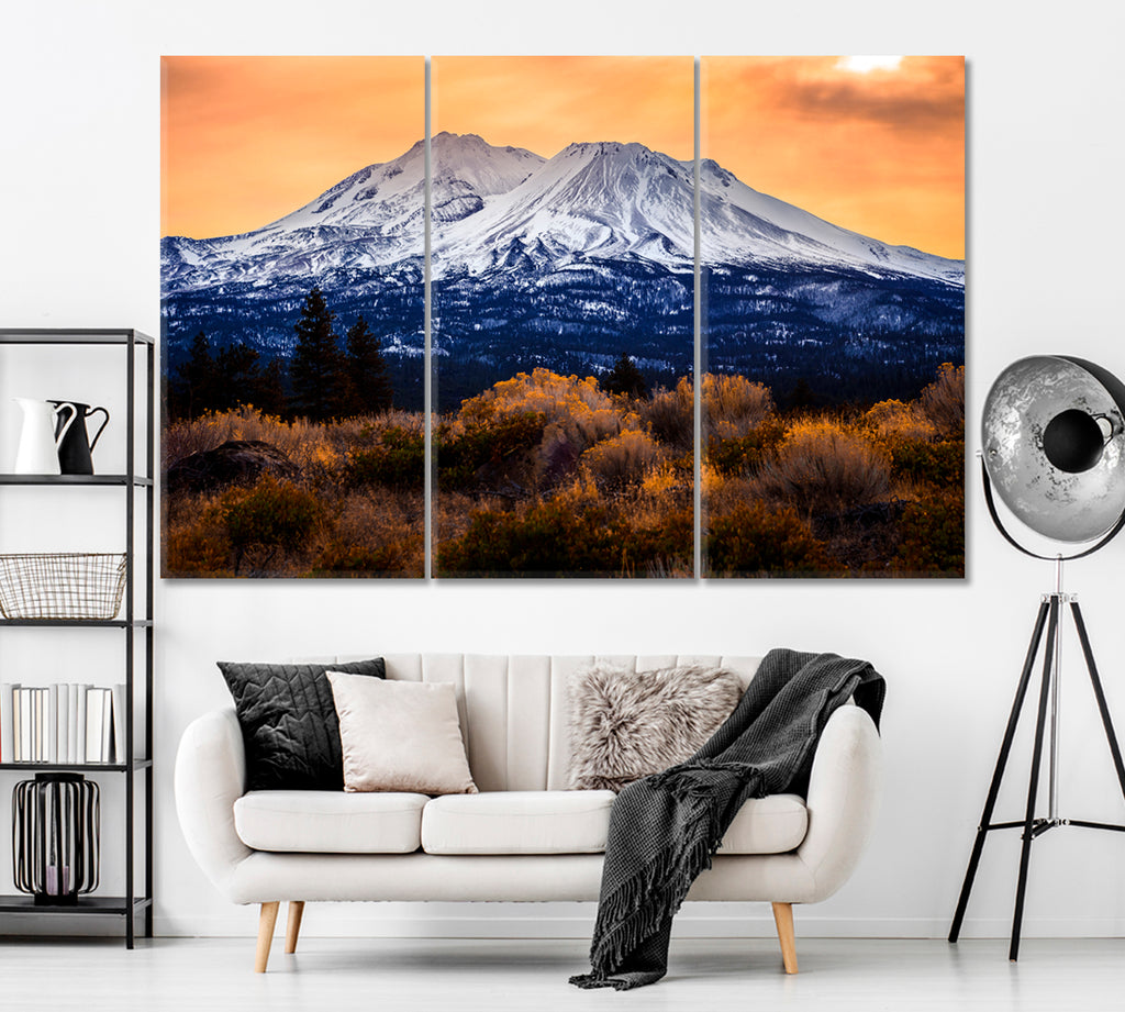 Mount Shasta California Canvas Print ArtLexy 3 Panels 36"x24" inches 