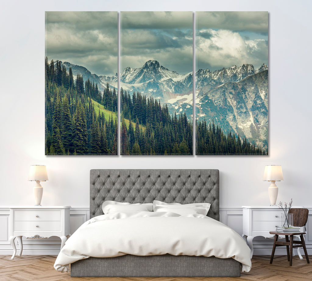 North Cascade Mountain Range Washington USA Canvas Print ArtLexy 3 Panels 36"x24" inches 