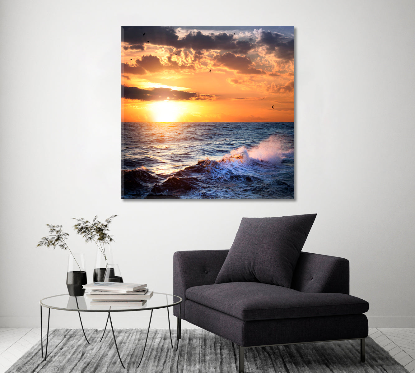 Beautiful Stormy Sea At Sunset Canvas Print ArtLexy   