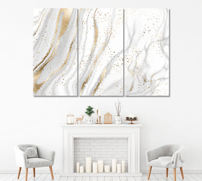 Minimalist White Marble with Gold Veins Canvas Print ArtLexy 3 Panels 36"x24" inches 