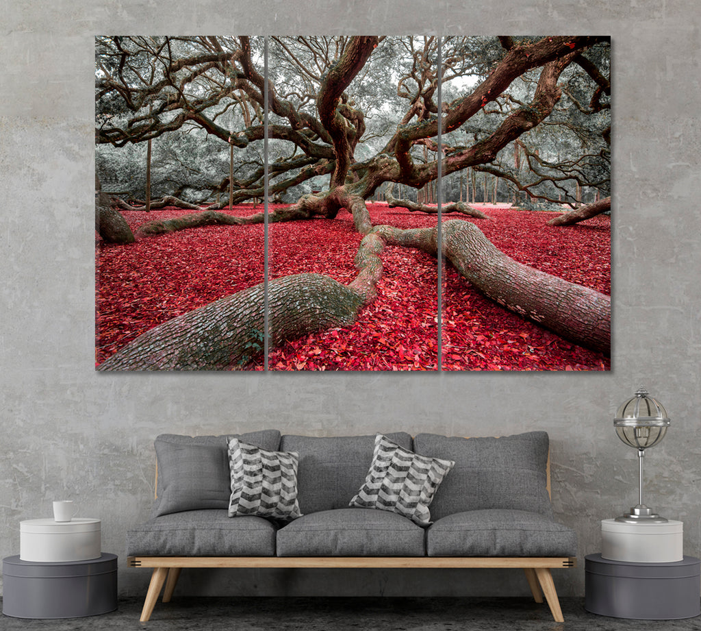 Angel Oak Tree Charleston South Carolina Canvas Print ArtLexy 3 Panels 36"x24" inches 