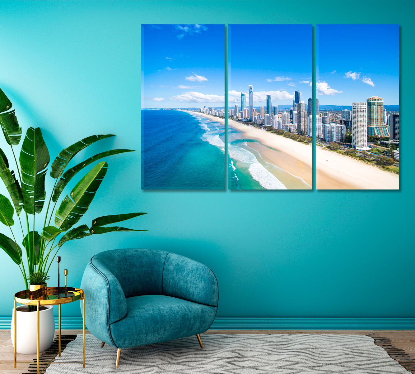 Surfers Paradise Cityscape Gold Coast Australia Canvas Print ArtLexy 3 Panels 36"x24" inches 