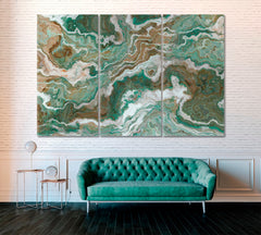 Green Marble Canvas Print ArtLexy 3 Panels 36"x24" inches 