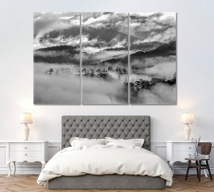 Black And White Nature Landscape Canvas Print ArtLexy 3 Panels 36"x24" inches 