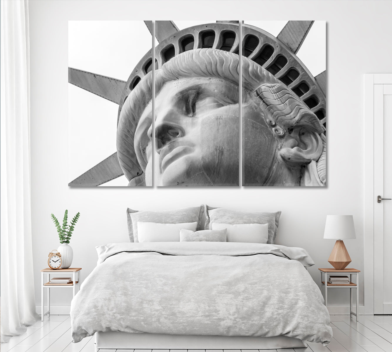Statue of Liberty Face New York Canvas Print ArtLexy 3 Panels 36"x24" inches 
