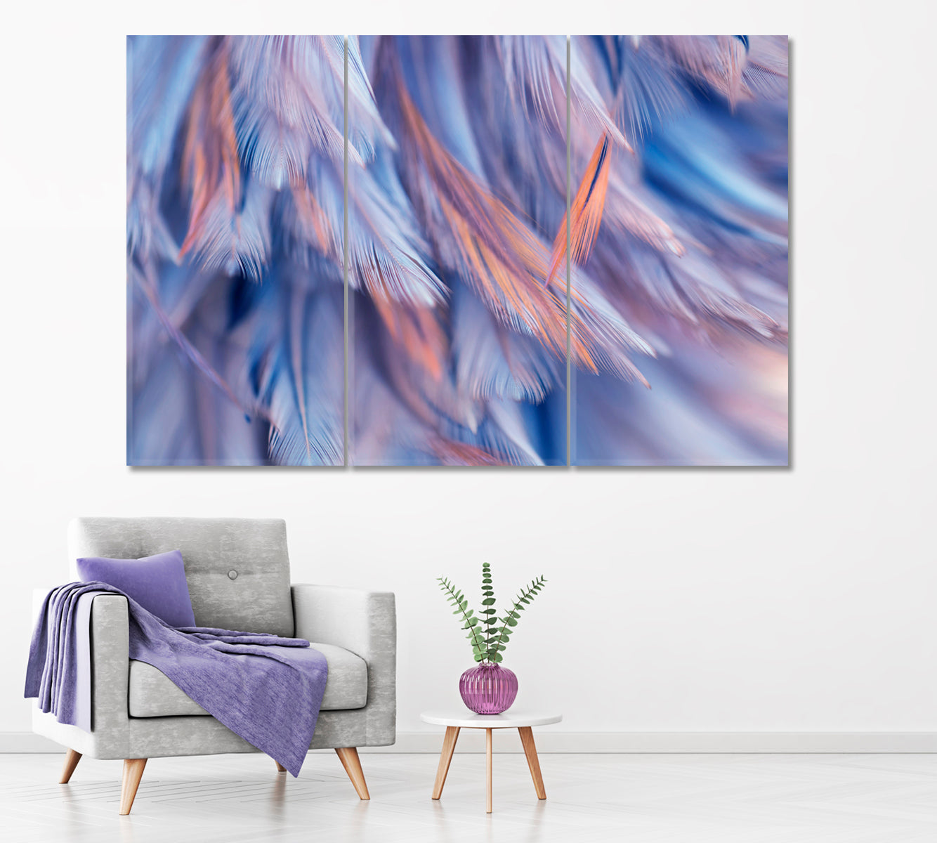 Feathers Canvas Print ArtLexy 3 Panels 36"x24" inches 