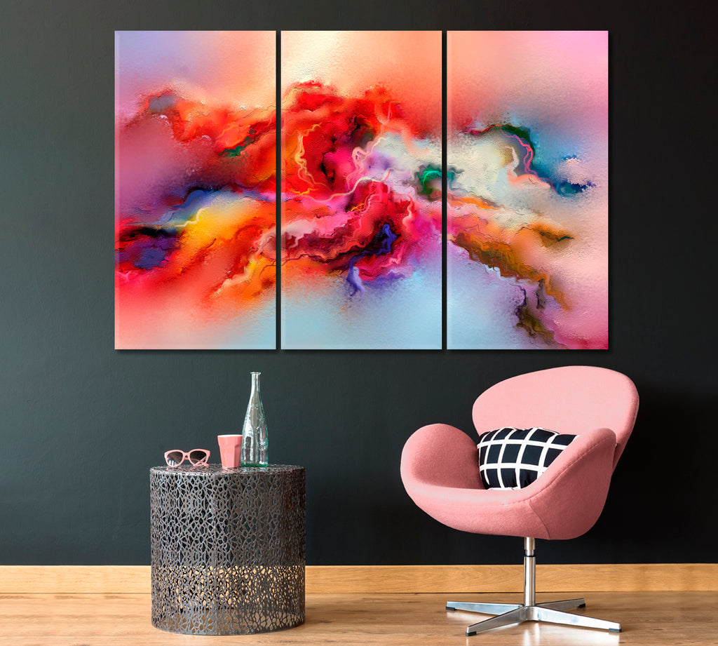 Abstract Contemporary Multicolor Painting Canvas Print ArtLexy 3 Panels 36"x24" inches 