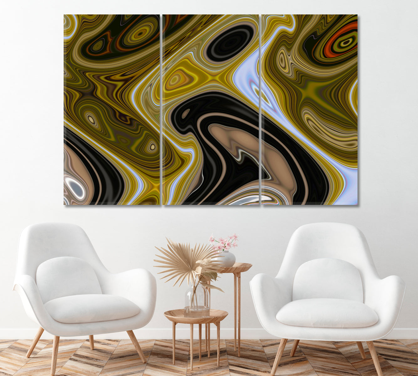 Abstract Psychedelic Swirl Pattern Canvas Print ArtLexy 3 Panels 36"x24" inches 