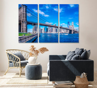 Brooklyn Bridge in front of Manhattan New York Canvas Print ArtLexy   