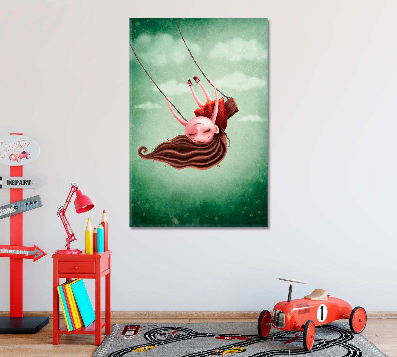 Little Girl on Swing Canvas Print ArtLexy   