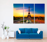 Eiffel Tower at Sunrise Paris France Canvas Print ArtLexy 3 Panels 36"x24" inches 