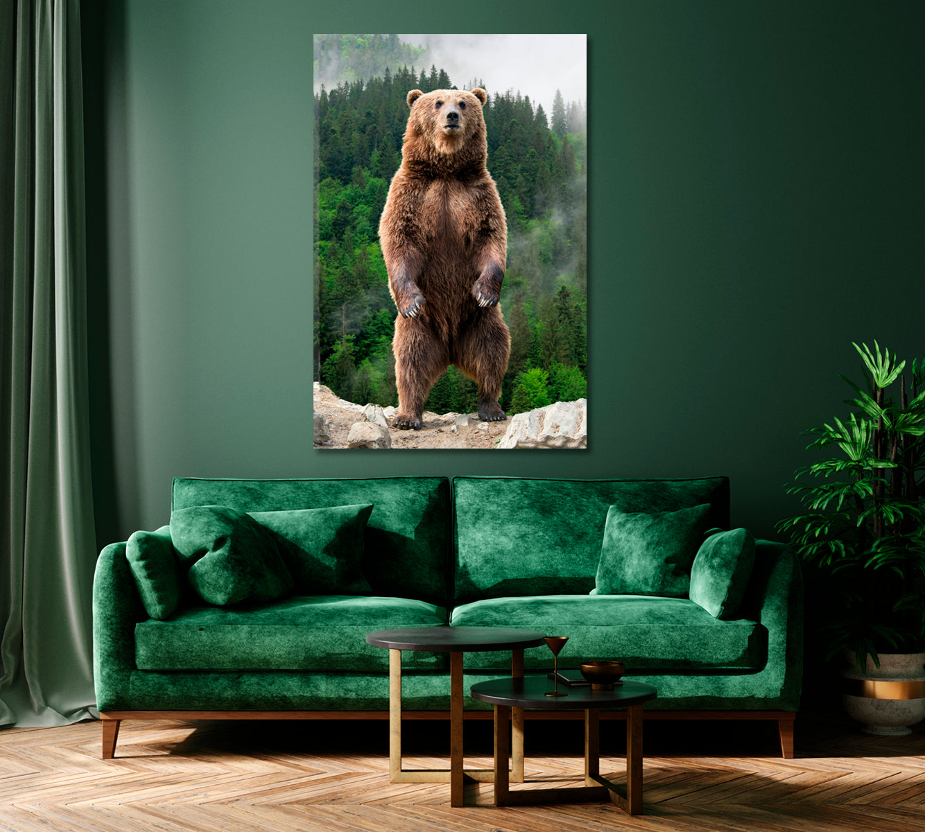 Brown Bear in Forest Canvas Print ArtLexy   