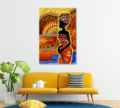 Abstract African Woman Silhouette Canvas Print ArtLexy 1 Panel 16"x24" inches 