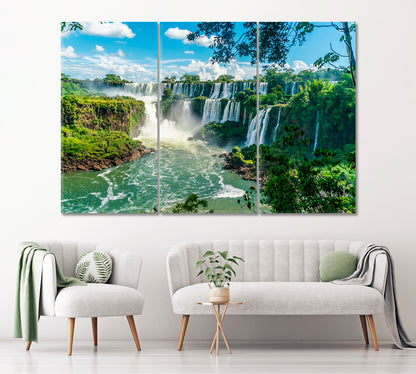 Iguazu Falls Argentina National Park Canvas Print ArtLexy 3 Panels 36"x24" inches 