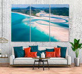 Whitehaven Beach Whitsundays Islands Canvas Print ArtLexy 3 Panels 36"x24" inches 