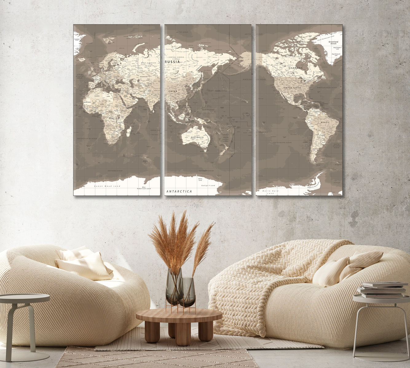Political Topographic World Map Canvas Print ArtLexy   