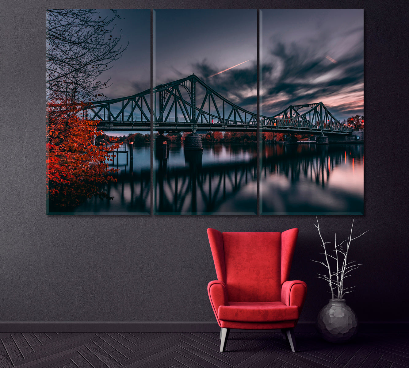 Glienicke Bridge Germany Canvas Print ArtLexy 3 Panels 36"x24" inches 