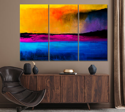 Abstract Contemporary Colorful Brushstrokes Canvas Print ArtLexy 3 Panels 36"x24" inches 