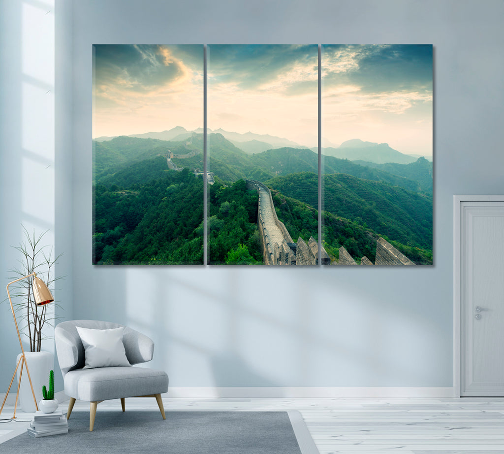 Beijing Great Wall of China Canvas Print ArtLexy 3 Panels 36"x24" inches 