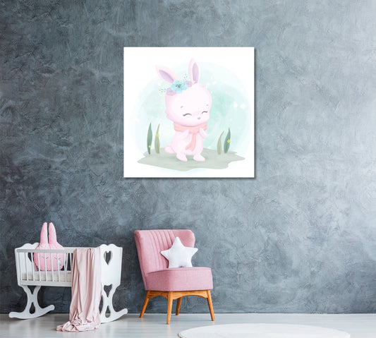Cute Rabbit with Scarf Canvas Print ArtLexy 1 Panel 12"x12" inches 