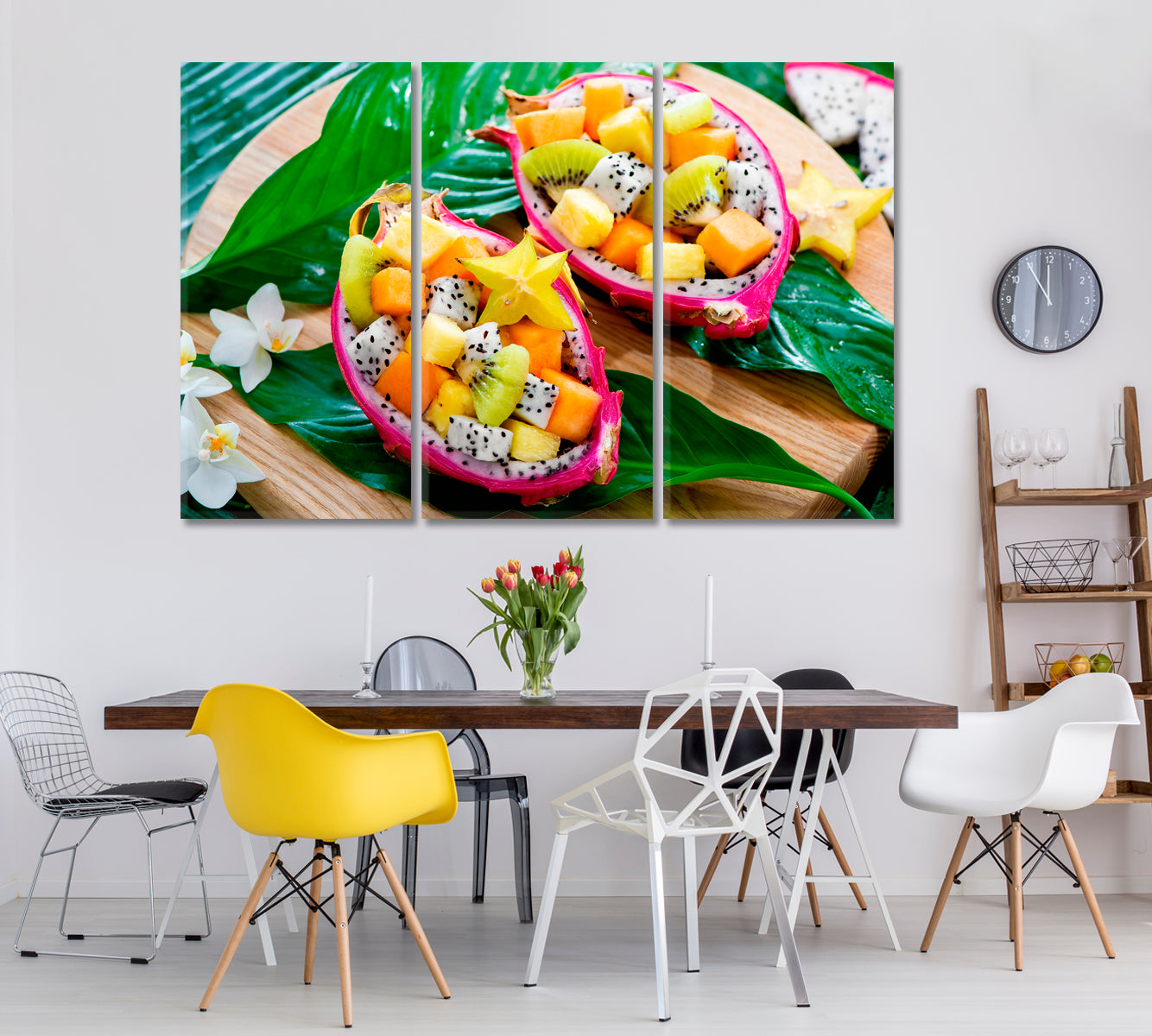 Exotic Fruit Salad in Dragon Fruit Canvas Print ArtLexy   