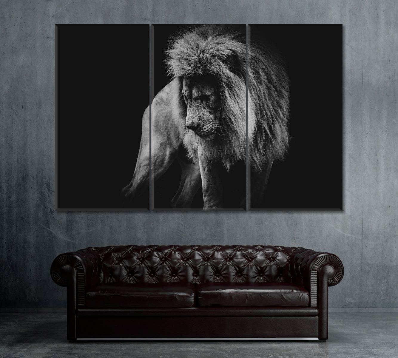 African Lion Portrait Canvas Print ArtLexy 3 Panels 36"x24" inches 