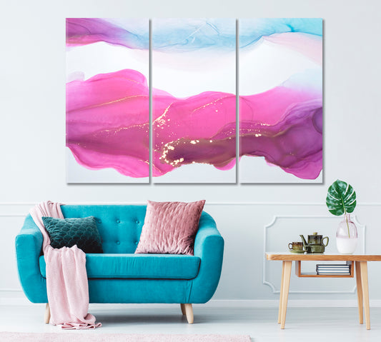Abstract Pink Clouds Canvas Print ArtLexy 3 Panels 36"x24" inches 