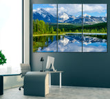 Altai Mountains with Lake Canvas Print ArtLexy 3 Panels 36"x24" inches 