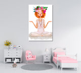 Cartoon Girl in Yoga Lotus Pose Canvas Print ArtLexy   