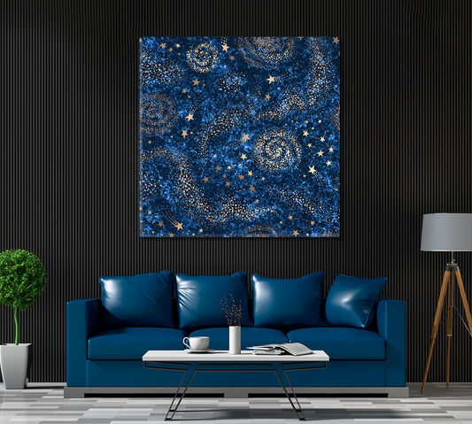 Abstract Galaxy with Gold Stars Canvas Print ArtLexy   
