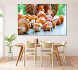 Basket with Porcini Mushrooms Canvas Print ArtLexy 3 Panels 36"x24" inches 