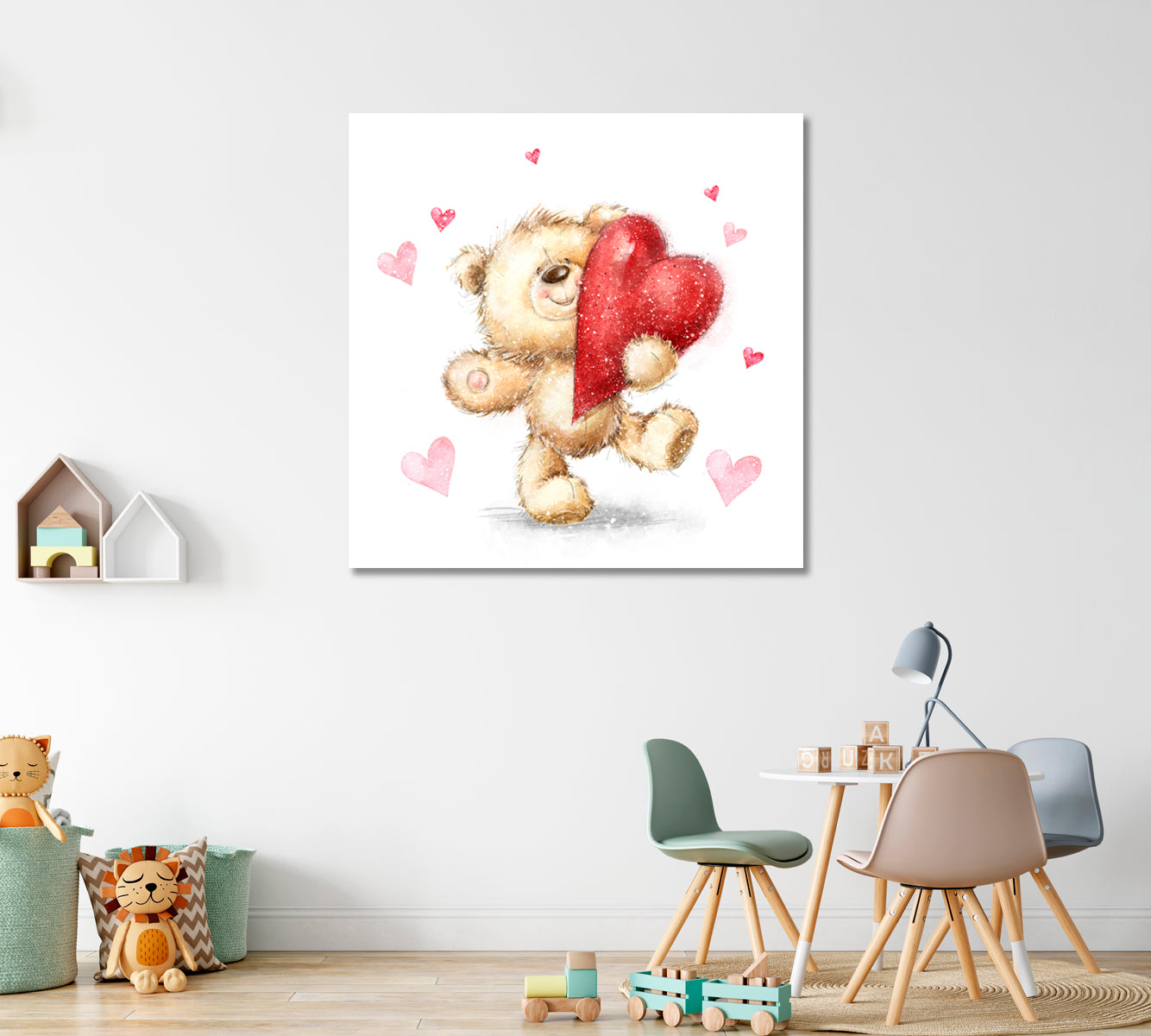 Teddy Bear with Heart Canvas Print ArtLexy   
