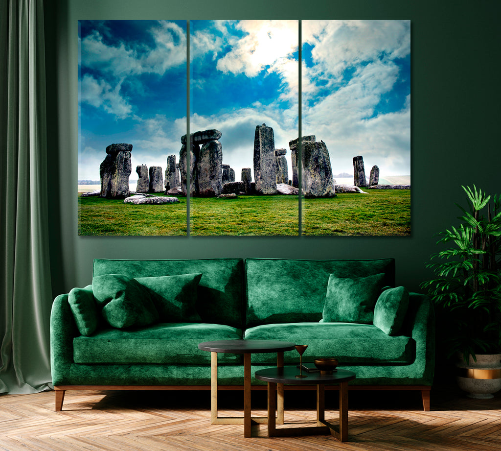 Stonehenge Unesco World Heritage Canvas Print ArtLexy 3 Panels 36"x24" inches 