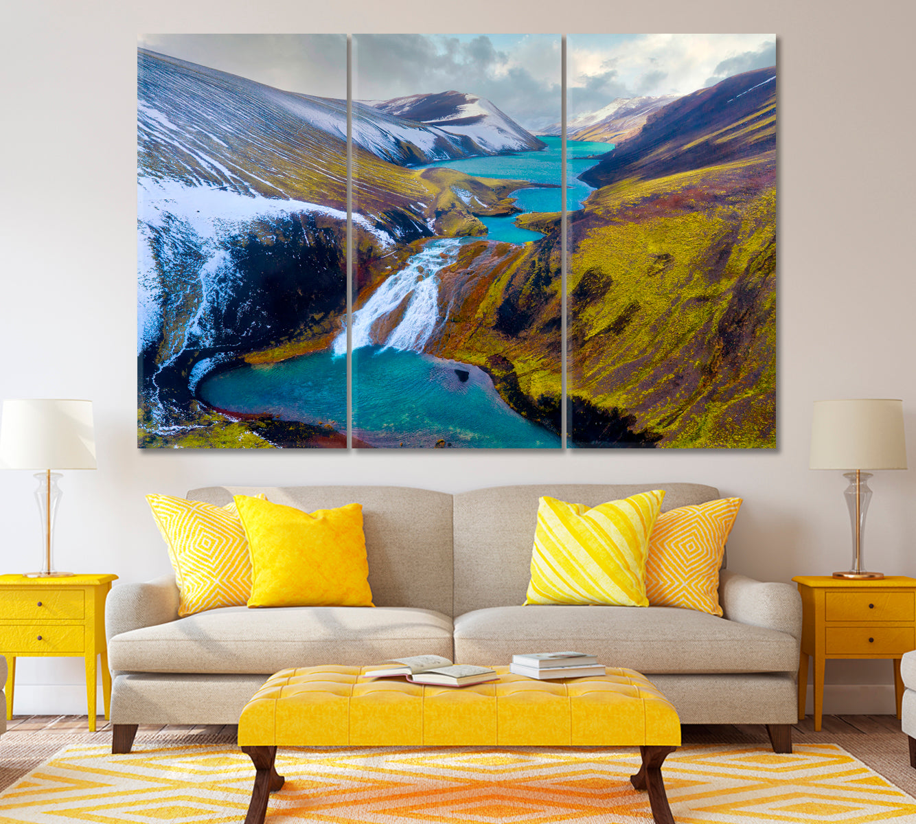 Raudibotn Crater Iceland Canvas Print ArtLexy 3 Panels 36"x24" inches 