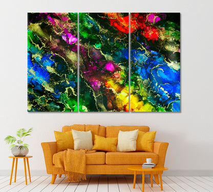 Colorful Abstract Ink Pattern Canvas Print ArtLexy 3 Panels 36"x24" inches 