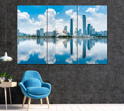 Guangzhou City Skyline Canvas Print ArtLexy 3 Panels 36"x24" inches 