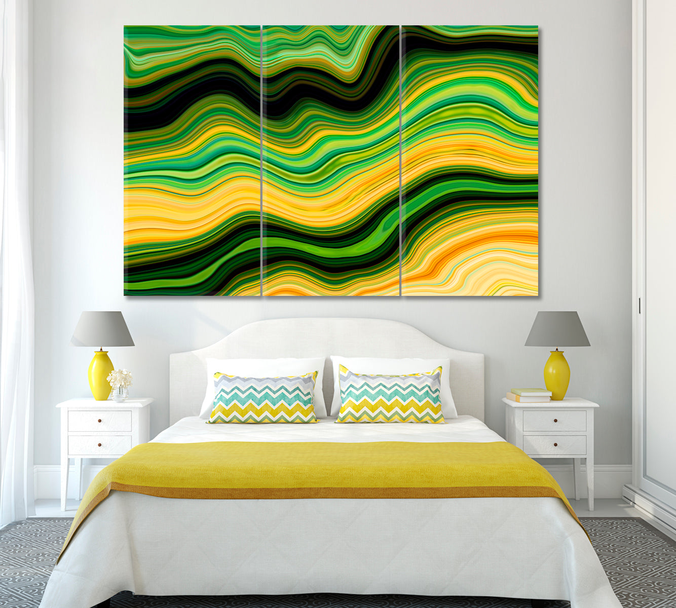 Green Marble Pattern Canvas Print ArtLexy 3 Panels 36"x24" inches 
