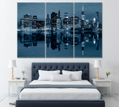 Manhattan Downtown Reflections Canvas Print ArtLexy 3 Panels 36"x24" inches 