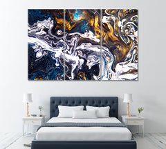 Abstract Acrylic Fluid Painting Canvas Print ArtLexy 3 Panels 36"x24" inches 